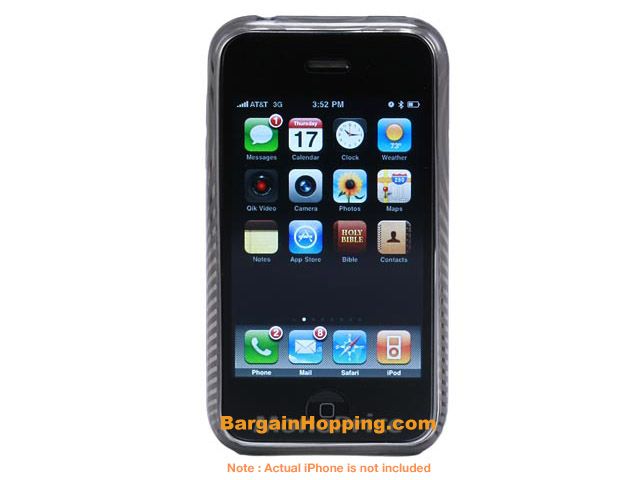 TPU Case with Fingerprint Pattern for iPhone 3G/3GS - Smoke